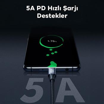 Polham 1MT 100W 5A 10Gbps Type C Uzatma Kablosu, Şarj, Data ve Görüntü Aktarmalı Çevirici Kablo