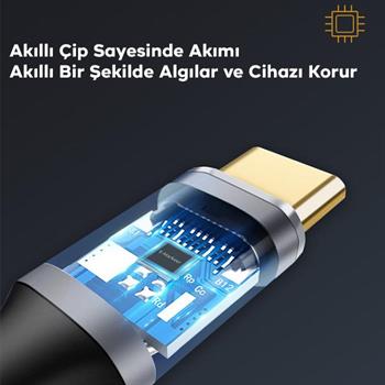Polham 1MT 100W 5A 10Gbps Type C Uzatma Kablosu, Şarj, Data ve Görüntü Aktarmalı Çevirici Kablo