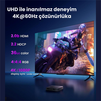 Polham 1mt HDMİ Kablolu 2in1 Çift Yönlü HDMI Switch Adaptör, 4K 60Hz, Çift Ekran Bağlantılı Çevirici