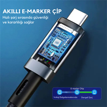 Polham 1MT USB 4.0 240W Thunderbolt Type-C to Type-C Şarj, Data ve 8K 60Hz Görüntü Aktarım Kablosu