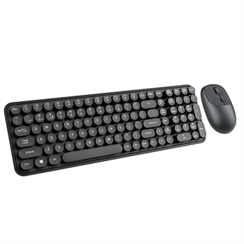 Polham 2.4Ghz Kablosuz Retro Klavye ve Mouse Seti, Tak Çalıştır Tüm Cihazlara Uyumlu Klavye Mouse Seti