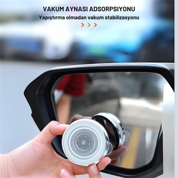 Polham 2 Adet Kör Nokta Aynası, Geniş Açılı Geri Görüş Aynası, Su Tutmaz Vantuzlu Güvenlik Aynası