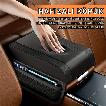 Polham 2 Adet Yan Cepli Tüm Araçlarla Uyumlu Orta Kol Dayama Konsolu Yumuşak Deri Dokulu Premium Konsol