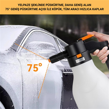 Polham 2 Litre Şarjlı Otomatik Yüksek Basınçlı Araç Yıkama Köpük Püskürtücü El Pompası, Çok Amaçlı Köpük Pompası