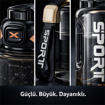 Polham 2 Litre Sporcu Su Matarası – Pipetli Açılır Kapak,Taşıma Askılı,Sızdırmaz Tasarım, BPA İçermez