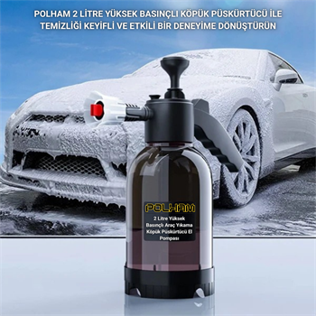 Polham 2 Litre Yüksek Basınçlı Araç Yıkama Köpük Püskürtücü El Pompası, Otomobil, Bahçe, Temizleme Pompası