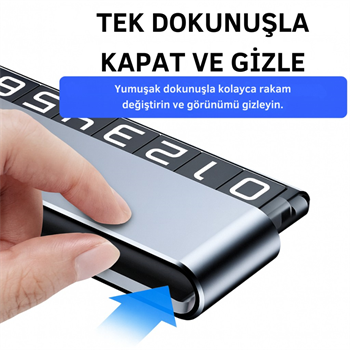 Polham 2 Numaralı Manyetik Açılır Kapanır Geçici Park Numaratörü, Fosforlu Gece Görünür Ultra Şık Numaratör