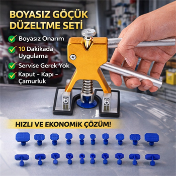 Polham 20 Parça Boyasız Göçük Düzeltme Seti | Kaput Kapı Çamurluk Göçük Onarım Aparatı | PDR Dent Repair Seti