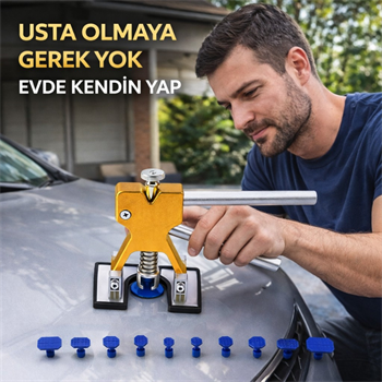 Polham 20 Parça Boyasız Göçük Düzeltme Seti | Kaput Kapı Çamurluk Göçük Onarım Aparatı | PDR Dent Repair Seti