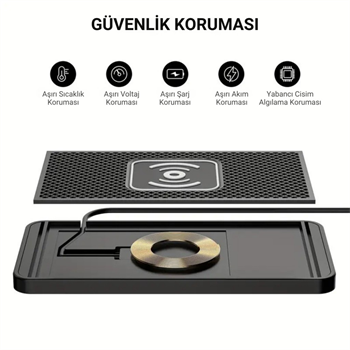 Polham 20W Süper Hızlı Kaymaz Kauçuk Kablosuz Şarj Aleti, Araç ve Masaüstü Kullanıbilir, Su Geçirmez Şarj Pedi