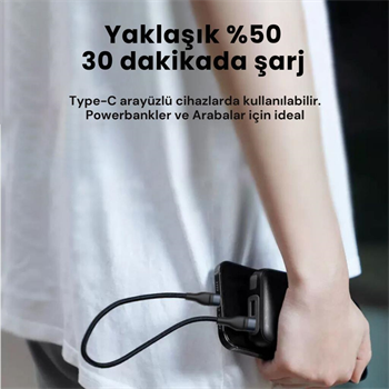 Polham 25CM 66W Süper Hızlı PD Type C to Type C Şarj Kablosu, Kısa Halat Örgülü Kopmaz Kırılmaz Kablo