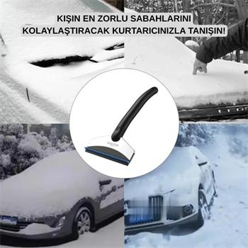 Polham 25CM Ergonomik Araç Camı Kar Kazıyıcı, Çizik Yapmaz, Eli Yormaz Pratik Kar ve Buz Kazıyıcı 