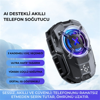 Polham 27W Akıllı Sıcaklık Kontrollü Süper İletken Telefon Soğutma Fanı Radyatör, Güçlü ve Sessiz Soğutucu