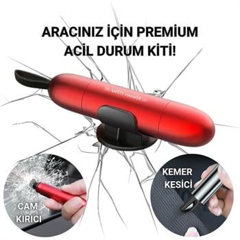Polham 2in1 Araç İçi Cam Kırıcı ve Emniyet Kemer Kesici, Premium Acil Durum Kiti, Hayat Kurtarıcı