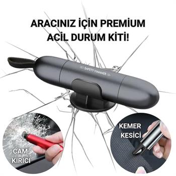 Polham 2in1 Araç İçi Cam Kırıcı ve Emniyet Kemer Kesici, Premium Acil Durum Kiti, Hayat Kurtarıcı