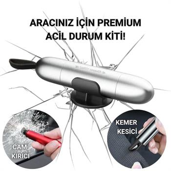 Polham 2in1 Araç İçi Cam Kırıcı ve Emniyet Kemer Kesici, Premium Acil Durum Kiti, Hayat Kurtarıcı