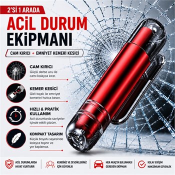 Polham 2in1 Arada Araç İçi Acil Durum Cam Kırıcı ve Emniyet Kemeri Kesici – Kompakt Oto Güvenlik ve Acil Çıkış Aparatı
