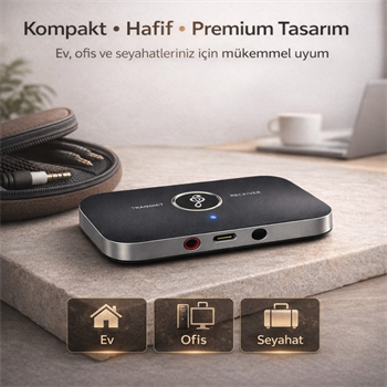 Polham 2in1 TV, PC, Hoparlör İçin Ses İletme ve Ses Alıcı Receiver Transmitter Adaptör, Bataryalı