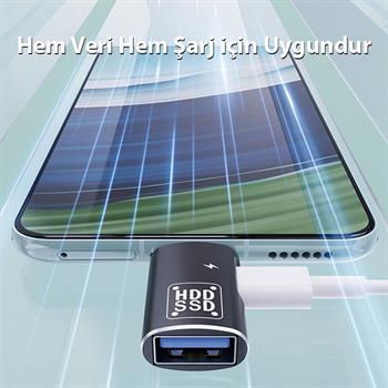 Polham 2in1 Type C To Type C ve USB Çevirici OTG Adaptör, Şarj ve Data Aktarım OTG Çeviricisi
