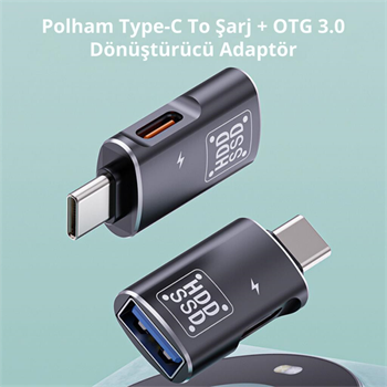 Polham 2in1 Type C To Type C ve USB Çevirici OTG Adaptör, Şarj ve Data Aktarım OTG Çeviricisi