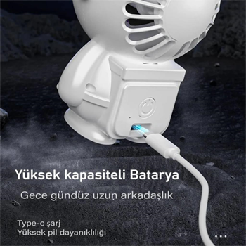 Polham 3 Kademeli Gece Lambalı 1500mAh Şarjlı Taşınabilir Serinletici Vantilatör Fan, Ultra Sessiz