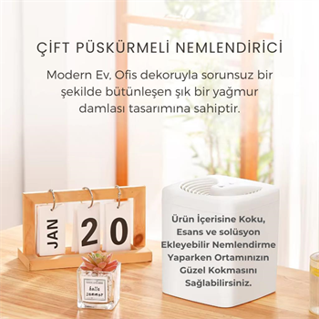 Polham 3 Litre Ultrasonik Hava Nemlendirici, Buhar Makinası Sprey, Koku Eklenebilir Çift Püskürtmeli Nemlendirici