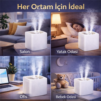 Polham 3 Litre Ultrasonik Hava Nemlendirici, Buhar Makinası Sprey, Koku Eklenebilir Çift Püskürtmeli Nemlendirici