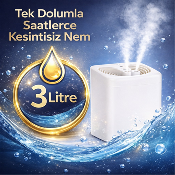 Polham 3 Litre Ultrasonik Hava Nemlendirici, Buhar Makinası Sprey, Koku Eklenebilir Çift Püskürtmeli Nemlendirici