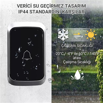 Polham 300 Metre Uzun Menzilli Kablosuz Kapı Zili, Ev, Ofis, İş Yeri, Yazlık İçin Yüksek Sesli Kapı Zili