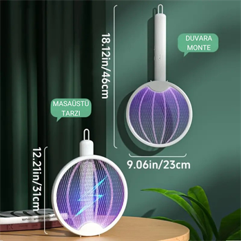 Polham 3000w Şarjlı Uv Işıklı Elektrikli Sivrisinek Kovucu Öldürücü Masaüstü El Tutmalı Katlanabilir
