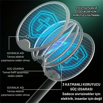 Polham 3000w Şarjlı Uv Işıklı Elektrikli Sivrisinek Kovucu Öldürücü Masaüstü El Tutmalı Katlanabilir
