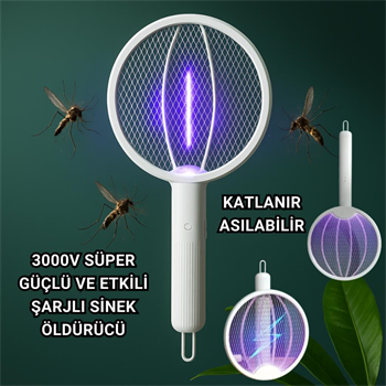 Polham 3000w Şarjlı Uv Işıklı Elektrikli Sivrisinek Kovucu Öldürücü Masaüstü El Tutmalı Katlanabilir