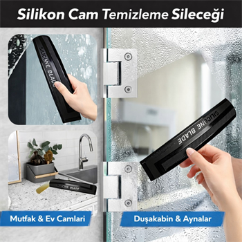 Polham 30CM Premium Silikon Araç Kurulama Sileceği – İz Bırakmaz, Çizmez,Cam, Ayna ve Duşakabin Uyumlu