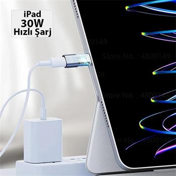 Polham 30W Şarj Destekli Lightning to Type C Çevirici Dönüştirici Adaptör, Şarj ve Veri Aktarım Çevirici