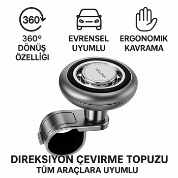 Polham 360 Derece Dönebilen Direksiyon Çevirme Topuzu – Tüm Araçlarla Uyumlu, Kamyon, Tır, Traktör, Direksiyon Çevirme Topuzu
