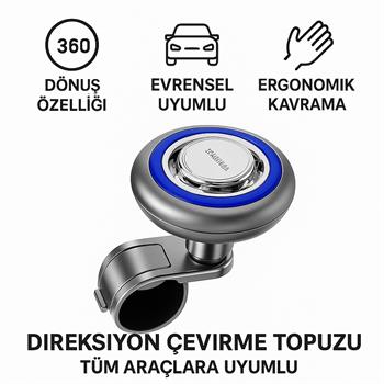 Polham 360 Derece Dönebilen Direksiyon Çevirme Topuzu – Tüm Araçlarla Uyumlu, Kamyon, Tır, Traktör, Direksiyon Çevirme Topuzu