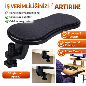 Polham 360 Derece Dönebilen Sıkıştırmalı Kol Dayama Pedi, Masa, Sandalye İçin Kol Desteği, Ayarlanabilir