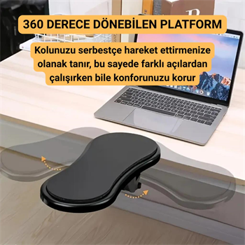 Polham 360 Derece Dönebilen Sıkıştırmalı Kol Dayama Pedi, Masa, Sandalye İçin Kol Desteği, Ayarlanabilir