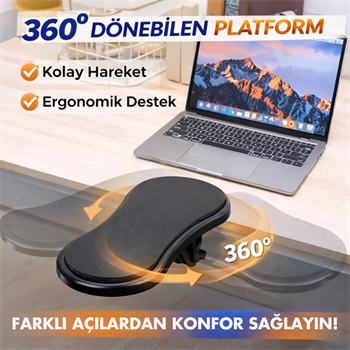 Polham 360 Derece Dönebilen Sıkıştırmalı Kol Dayama Pedi, Masa, Sandalye İçin Kol Desteği, Ayarlanabilir