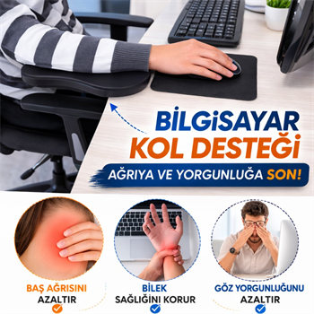 Polham 360 Derece Dönebilen Sıkıştırmalı Kol Dayama Pedi, Masa, Sandalye İçin Kol Desteği, Ayarlanabilir