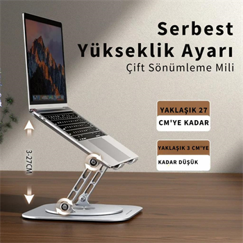 Polham 360 Derece Dönebilen Yükseklik, Açı Ayarlı Notebook, Tablet Standı, Kaydırmaz, Katlanabilir Stand