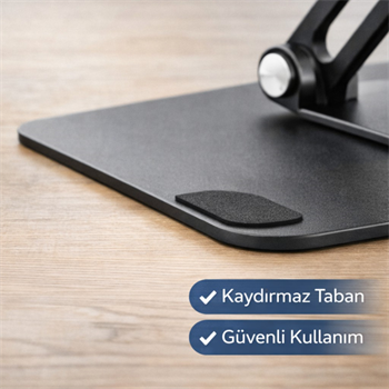 Polham 360 Dönebilen Full Metal Laptop Tablet Telefon Standı – Katlanabilir, Kaydırmaz, Yükseklik ve Açı Ayarlı Ergonomik Masaüstü Stand