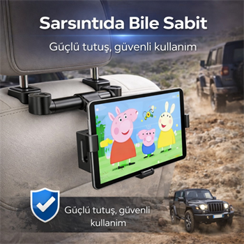 Polham 4.7 İnch ve 12.9 İnch Uyumlu Araç Arka Koltuk İçin Telefon ve Tablet Tutucu, 360 Derece Dönebilen Tablet Tutucu