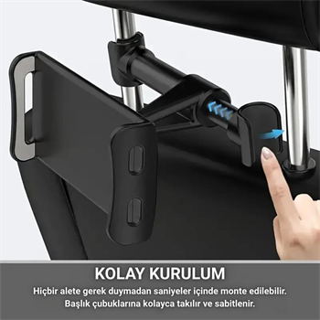Polham 4.7 İnch ve 12.9 İnch Uyumlu Araç Arka Koltuk İçin Telefon ve Tablet Tutucu, 360 Derece Dönebilen Tablet Tutucu