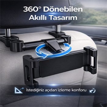 Polham 4.7 İnch ve 12.9 İnch Uyumlu Araç Arka Koltuk İçin Telefon ve Tablet Tutucu, 360 Derece Dönebilen Tablet Tutucu