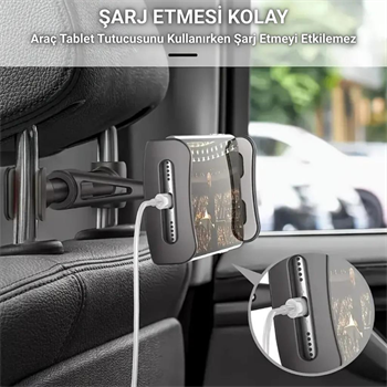 Polham 4.7 İnch ve 12.9 İnch Uyumlu Araç Arka Koltuk İçin Telefon ve Tablet Tutucu, 360 Derece Dönebilen Tablet Tutucu