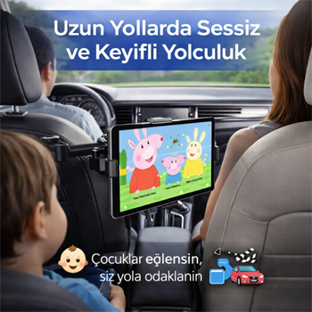 Polham 4.7 İnch ve 12.9 İnch Uyumlu Araç Arka Koltuk İçin Telefon ve Tablet Tutucu, 360 Derece Dönebilen Tablet Tutucu