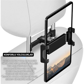 Polham 4.7 İnch ve 12.9 İnch Uyumlu Araç Arka Koltuk İçin Telefon ve Tablet Tutucu, 360 Derece Dönebilen Tablet Tutucu