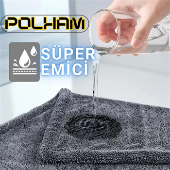 Polham 40x60CM 1200GSM Süper Su Emici Özellikli Mikrofiber Araç Kurulama Havlusu, Çizik ve İz Bırakmaz Bez