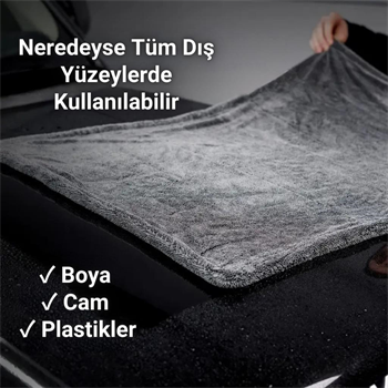 Polham 40x60CM 1200GSM Süper Su Emici Özellikli Mikrofiber Araç Kurulama Havlusu, Çizik ve İz Bırakmaz Bez